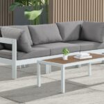 Nizuc 90" Water Resistant Fabric Upholstered Outdoor Patio 3pc. Modular Sofa