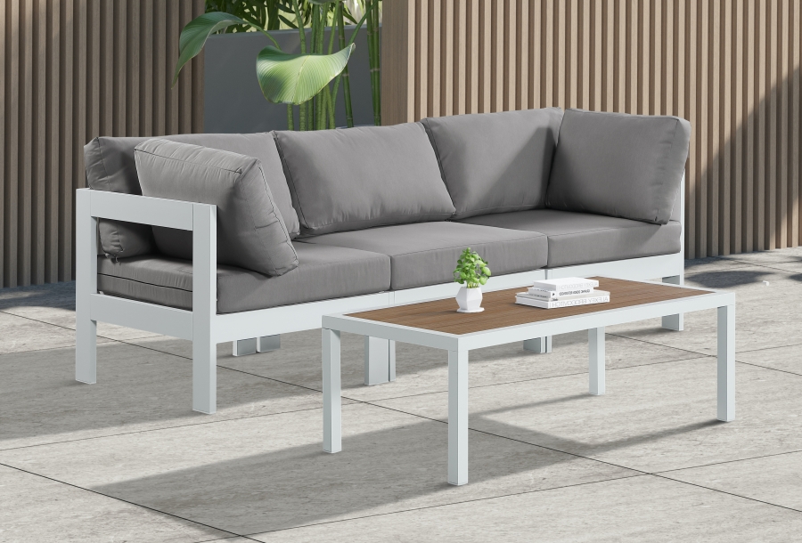 Nizuc 90" Water Resistant Fabric Upholstered Outdoor Patio 3pc. Modular Sofa