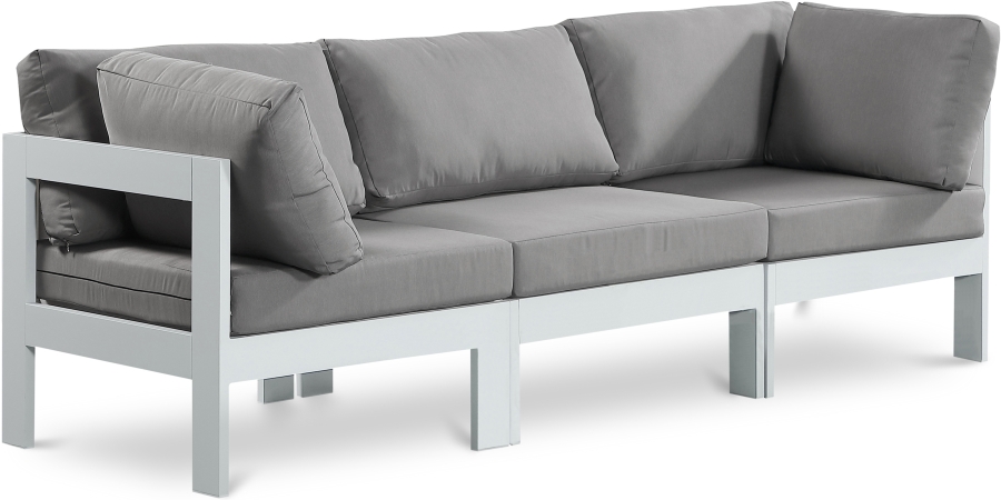 Nizuc 90" Water Resistant Fabric Upholstered Outdoor Patio 3pc. Modular Sofa