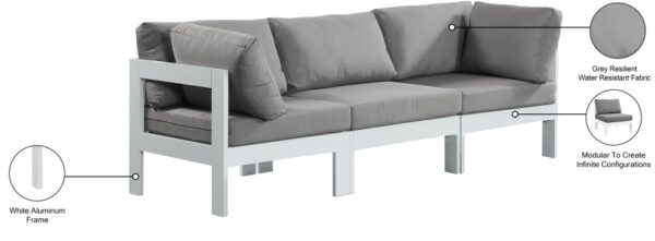 Nizuc 90" Water Resistant Fabric Upholstered Outdoor Patio 3pc. Modular Sofa