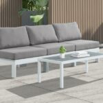 Nizuc 90" Water Resistant Fabric Upholstered Outdoor Patio 3pc. Armless Modular Sofa
