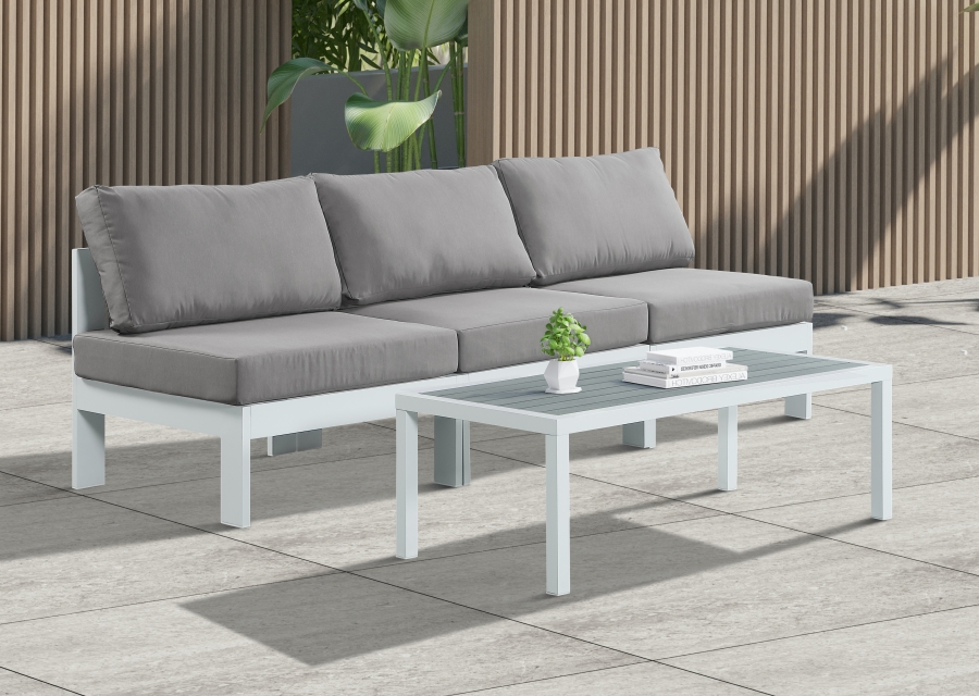 Nizuc 90" Water Resistant Fabric Upholstered Outdoor Patio 3pc. Armless Modular Sofa
