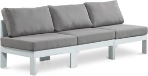 Nizuc 90" Water Resistant Fabric Upholstered Outdoor Patio 3pc. Armless Modular Sofa