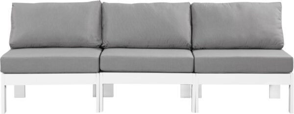 Nizuc 90" Water Resistant Fabric Upholstered Outdoor Patio 3pc. Armless Modular Sofa