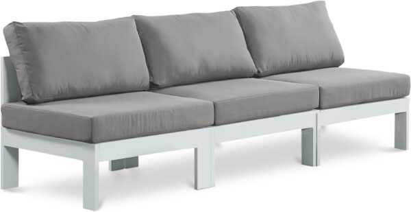 Nizuc 90" Water Resistant Fabric Upholstered Outdoor Patio 3pc. Armless Modular Sofa
