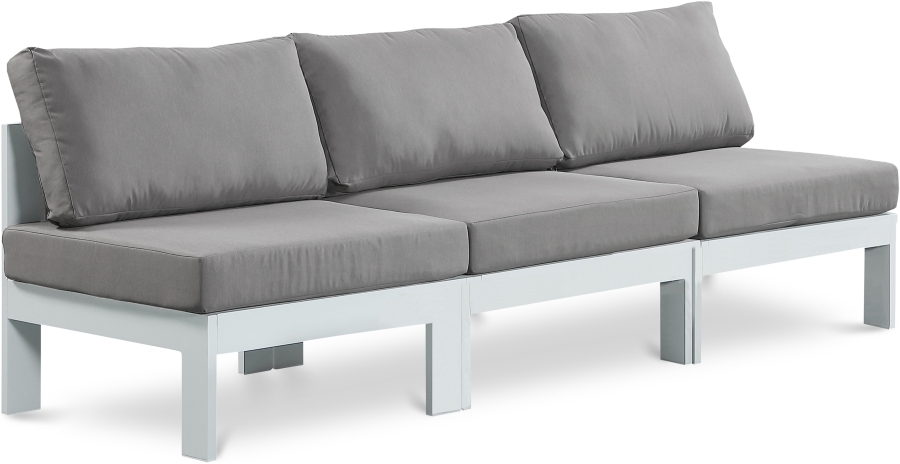Nizuc 90" Water Resistant Fabric Upholstered Outdoor Patio 3pc. Armless Modular Sofa