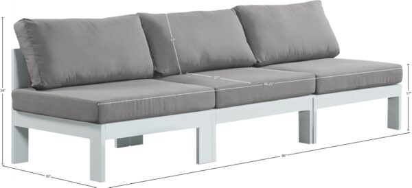 Nizuc 90" Water Resistant Fabric Upholstered Outdoor Patio 3pc. Armless Modular Sofa