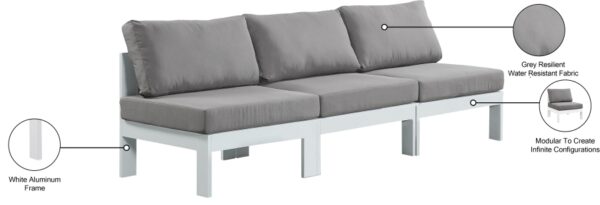 Nizuc 90" Water Resistant Fabric Upholstered Outdoor Patio 3pc. Armless Modular Sofa