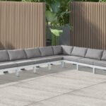 Nizuc 180" Water Resistant Fabric Upholstered Outdoor Patio 10pc. Modular Sectional