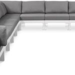 Nizuc 180" Water Resistant Fabric Upholstered Outdoor Patio 10pc. Modular Sectional
