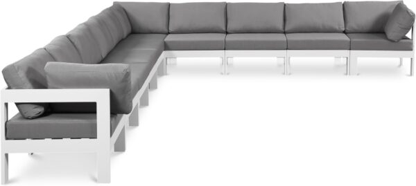 Nizuc 180" Water Resistant Fabric Upholstered Outdoor Patio 10pc. Modular Sectional