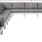 Nizuc 180" Water Resistant Fabric Upholstered Outdoor Patio 10pc. Modular Sectional