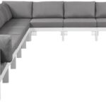 Nizuc 180" Water Resistant Fabric Upholstered Outdoor Patio 10pc. Modular Sectional