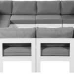 Nizuc 120" Water Resistant Fabric Upholstered Outdoor Patio 10pc. Modular Sectional