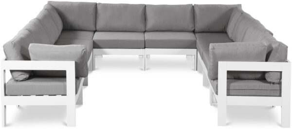 Nizuc 120" Water Resistant Fabric Upholstered Outdoor Patio 10pc. Modular Sectional