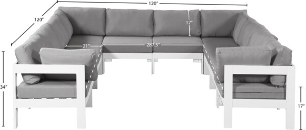 Nizuc 120" Water Resistant Fabric Upholstered Outdoor Patio 10pc. Modular Sectional