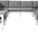 Nizuc 120" Water Resistant Fabric Upholstered Outdoor Patio 10pc. Modular Sectional