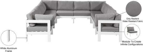 Nizuc 120" Water Resistant Fabric Upholstered Outdoor Patio 10pc. Modular Sectional