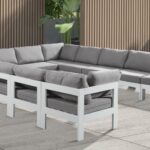 Nizuc 120" Water Resistant Fabric Upholstered Outdoor Patio 12pc. Modular Sectional
