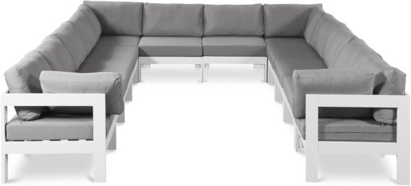 Nizuc 120" Water Resistant Fabric Upholstered Outdoor Patio 12pc. Modular Sectional