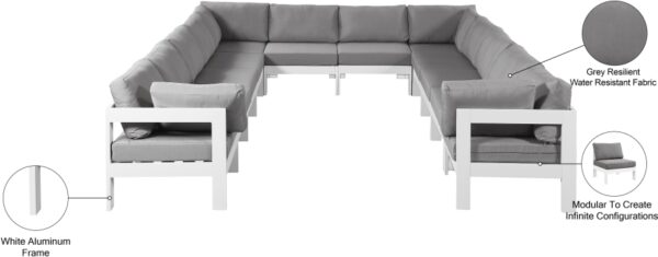 Nizuc 120" Water Resistant Fabric Upholstered Outdoor Patio 12pc. Modular Sectional