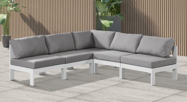 Nizuc 90" Water Resistant Fabric Upholstered Outdoor Patio 5pc. Modular Sectional