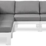 Nizuc 90" Water Resistant Fabric Upholstered Outdoor Patio 5pc. Modular Sectional