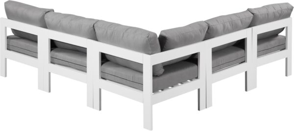 Nizuc 90" Water Resistant Fabric Upholstered Outdoor Patio 5pc. Modular Sectional