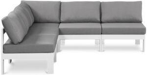 Nizuc 90" Water Resistant Fabric Upholstered Outdoor Patio 5pc. Modular Sectional