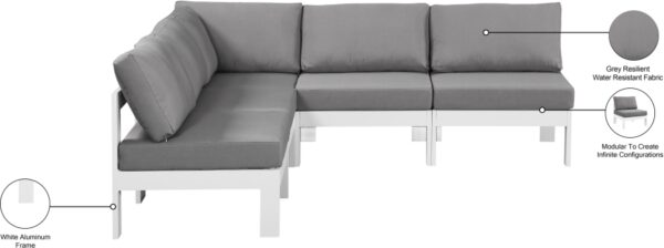 Nizuc 90" Water Resistant Fabric Upholstered Outdoor Patio 5pc. Modular Sectional