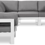 Nizuc 120" Water Resistant Fabric Upholstered Outdoor Patio 6pc. Modular Sectional