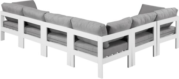Nizuc 120" Water Resistant Fabric Upholstered Outdoor Patio 6pc. Modular Sectional