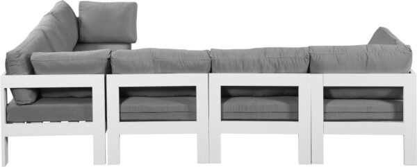 Nizuc 120" Water Resistant Fabric Upholstered Outdoor Patio 6pc. Modular Sectional