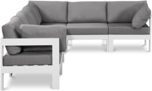 Nizuc 120" Water Resistant Fabric Upholstered Outdoor Patio 6pc. Modular Sectional