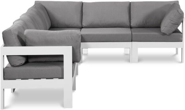 Nizuc 120" Water Resistant Fabric Upholstered Outdoor Patio 6pc. Modular Sectional