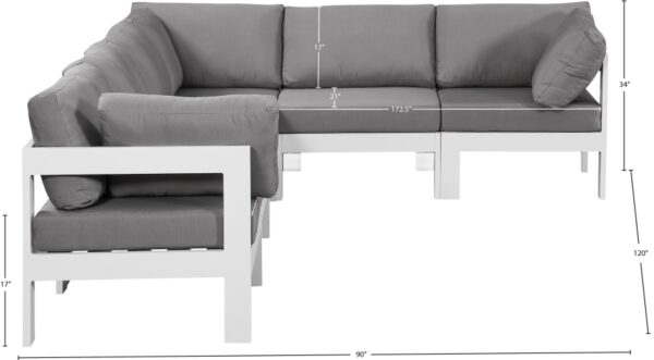 Nizuc 120" Water Resistant Fabric Upholstered Outdoor Patio 6pc. Modular Sectional