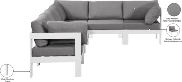 Nizuc 120" Water Resistant Fabric Upholstered Outdoor Patio 6pc. Modular Sectional