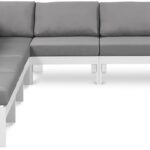 Nizuc 120" Water Resistant Fabric Upholstered Outdoor Patio 7pc. Modular Sectional