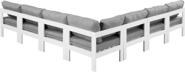 Nizuc 120" Water Resistant Fabric Upholstered Outdoor Patio 7pc. Modular Sectional