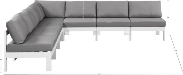 Nizuc 120" Water Resistant Fabric Upholstered Outdoor Patio 7pc. Modular Sectional