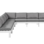 Nizuc 120" Water Resistant Fabric Upholstered Outdoor Patio 7pc. Modular Sectional