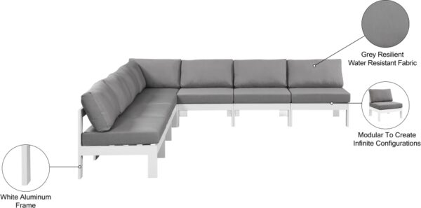 Nizuc 120" Water Resistant Fabric Upholstered Outdoor Patio 7pc. Modular Sectional