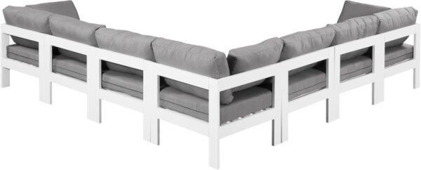 Nizuc 120" Water Resistant Fabric Upholstered Outdoor Patio 7pc. Modular Sectional