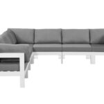 Nizuc 120" Water Resistant Fabric Upholstered Outdoor Patio 7pc. Modular Sectional