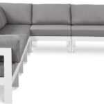 Nizuc 150" Water Resistant Fabric Upholstered Outdoor Patio 8pc. Modular Sectional