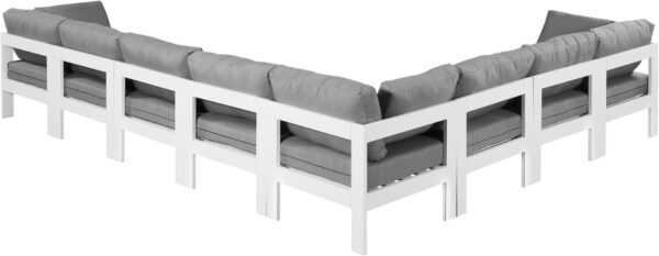Nizuc 150" Water Resistant Fabric Upholstered Outdoor Patio 8pc. Modular Sectional