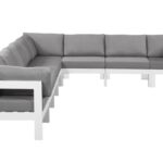 Nizuc 150" Water Resistant Fabric Upholstered Outdoor Patio 8pc. Modular Sectional