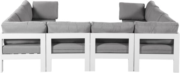 Nizuc 120" Water Resistant Fabric Upholstered Outdoor Patio 8pc. Modular Sectional