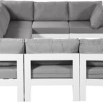 Nizuc 120" Water Resistant Fabric Upholstered Outdoor Patio 8pc. Modular Sectional