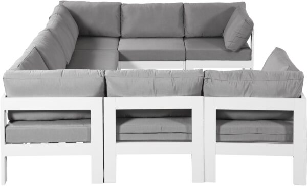 Nizuc 120" Water Resistant Fabric Upholstered Outdoor Patio 8pc. Modular Sectional